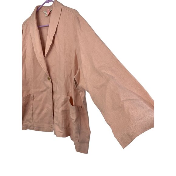 Coldwater Creek Womens 3X Plus Pink Linen Blazer Jacket Pockets EUC 8804 - Picture 7 of 9
